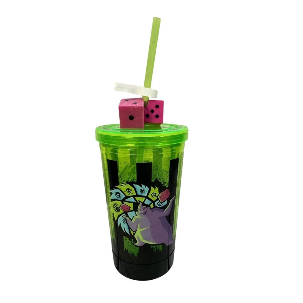 Disney Parks DCA Oogie Boogie Bash 2022 Light Up Drink Tumbler Cup Dice Straw